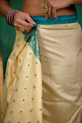 Shop Elegant Off White Banarasi Art Silk Woven Ready to Wear Saree Online - Best Prices-RTW-2535